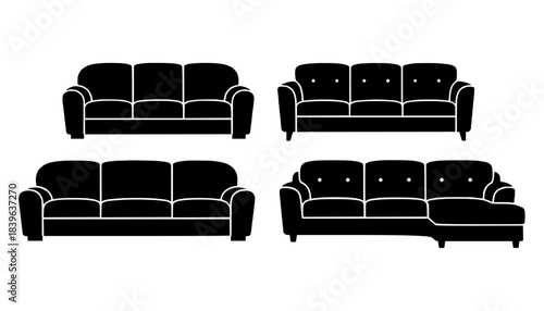 Classic Sofa Furniture Silhouette Icon