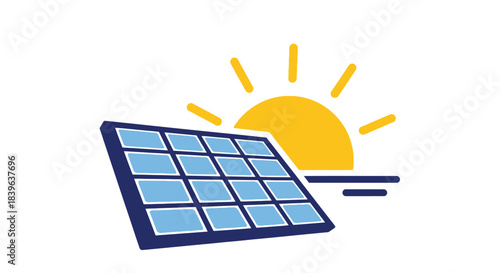 Solar panel with sunshine a symbol of renewable energy generation