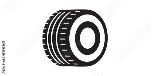 Car rubber tire solid icon, car parts concept. Vector graphics. Wheel tire sign on white background, style icon mobile or web design.
