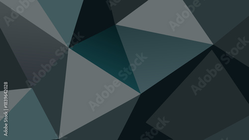 Abstract Geometric Pattern With Shades Of Dark Gray Teal And Black Low Poly Style Digital Art