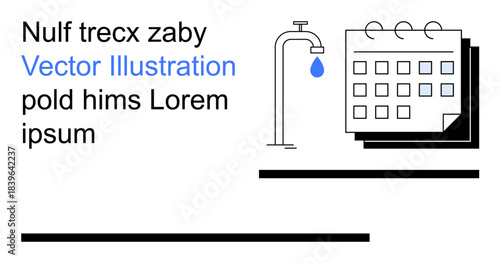 Water conservation, time management, scheduling, sustainability planning, daily routines, environmental awareness. Seen are a faucet with a droplet and a calendar. Water conservation and scheduling