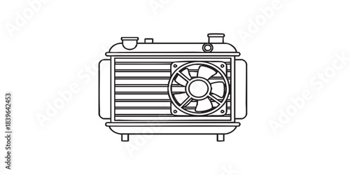 Aluminum radiator solid icon, car parts concept. Vector graphics. Radiator sign on white background, style icon mobile or web design.
