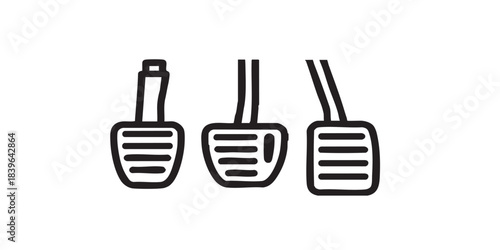 Car brake, clutch and gas pedals solid icon, car parts concept. Vector graphics. Pedals sign on white background, style icon mobile or web design.
