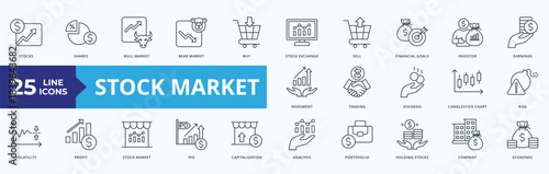 Stock Market Icon Pack Outline  illustration Vector