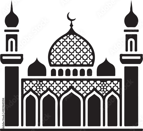 Taj Mahal silhouette vector illustration of a landmark mosque architecture building in India