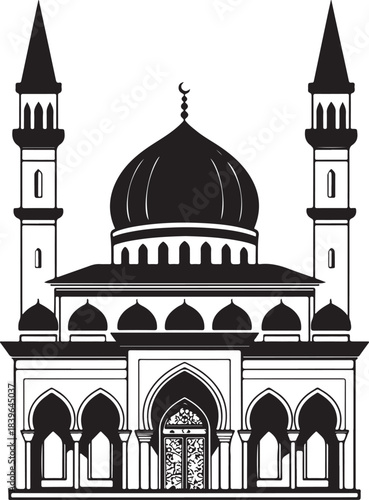Taj Mahal vector silhouette of the ancient India landmark architecture, a stone mausoleum and dome in Agra for travel tourism
