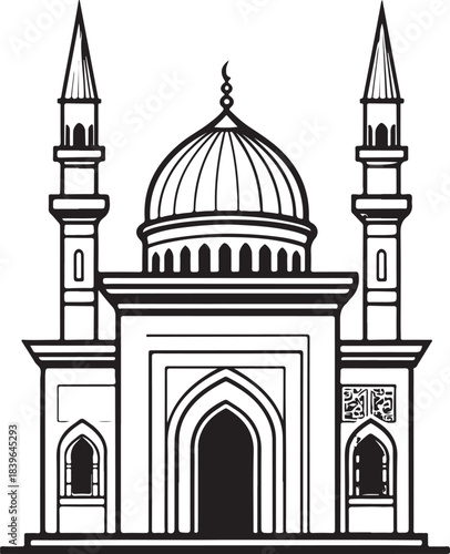 Taj Mahal vector illustration showing the famous Agra monument with its domes and minarets