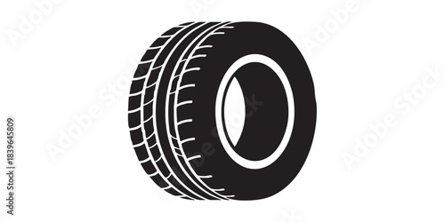 Car rubber tire solid icon, car parts concept. Vector graphics. Wheel tire sign on white background, style icon mobile or web design.
