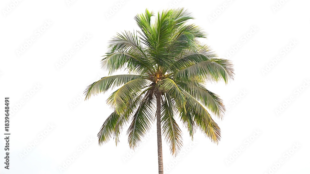 Fototapeta premium tall coconut palm tree with green leaves high resolution picture