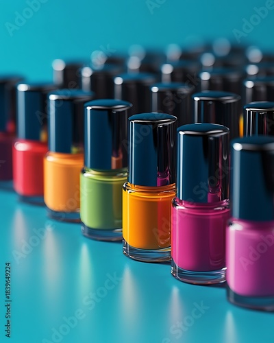 vibrant nail polish shades displayed in bottles high resolution picture