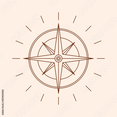 Minimal compass. Rose of the winds. Compass icon. Navigation equipment vector illustration