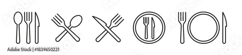 spoon and fork icon set
