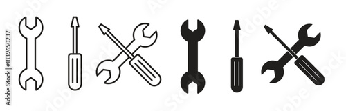 Wrench and screwdriver icon set