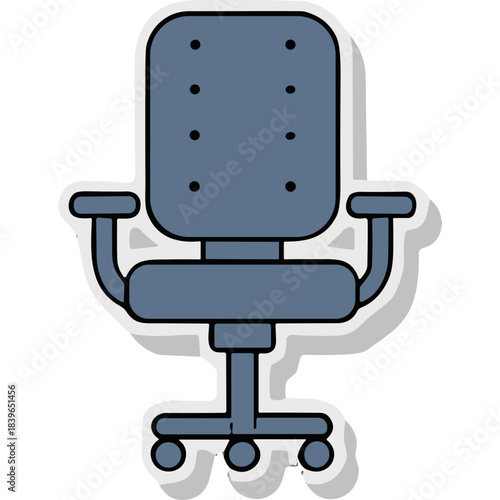 A Gray Office Chair with Armrests and Casters on a White Background Ideal for Workspace Design and Furniture Concepts