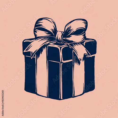 Gift box with ribbon bow sits pretty against a blush pink background, celebrating joy

