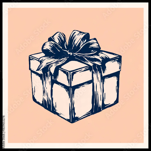 Gift box with ribbon bow sits pretty against a blush pink background, celebrating joy

