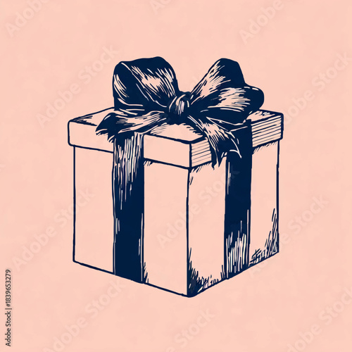 Gift box with ribbon bow sits pretty against a blush pink background, celebrating joy

