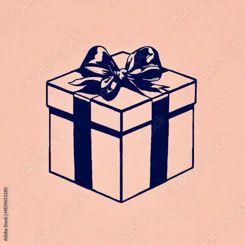 Gift box with ribbon bow sits pretty against a blush pink background, celebrating joy

