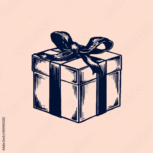 Gift box with ribbon bow sits pretty against a blush pink background, celebrating joy

