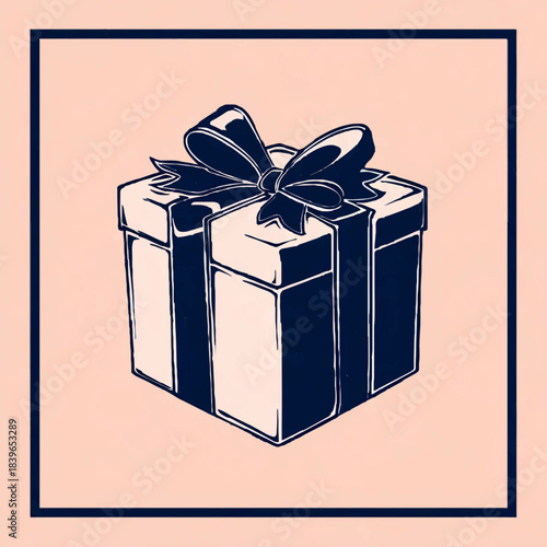 Gift box with ribbon bow sits pretty against a blush pink background, celebrating joy

