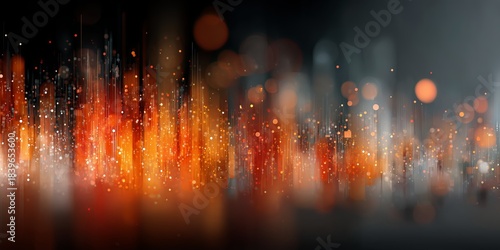 Abstract digital illustration featuring vibrant orange and red light streaks against a dark background, creating a dynamic visual effect with a sense of movement and energy