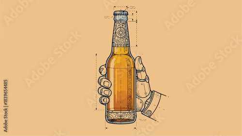Hand holding a refreshing beer bottle a classic beverage.