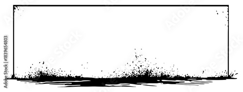 Hand drawn rectangular frame with grunge ink splash bottom vector illustration