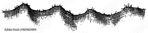 Torn woven fabric strip with frayed edges vector illustration