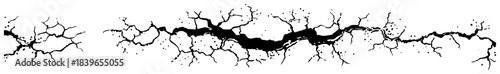 Long horizontal ground crack with branching fissures vector illustration