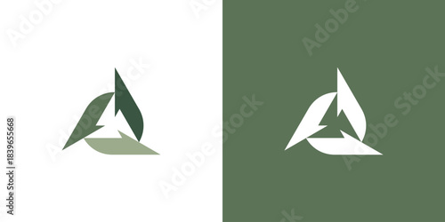 Modern Organic Green Triangle Arrow Recycle Logo Symbol Icon