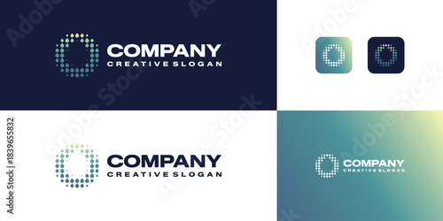 Icon Symbol Logo Letter O Dot Droplet Technology Vector Abstract Unique Vector Design