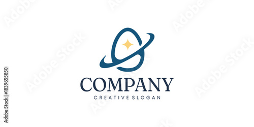 Unique Logo Circle Egg Orbit Star Simple Elegant Creative Design Template