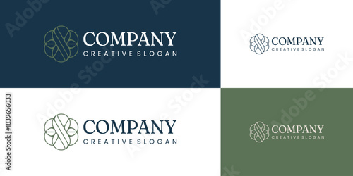 Organic Floral Leaf Infinity Circle Logo Minimalist Modern Vector
