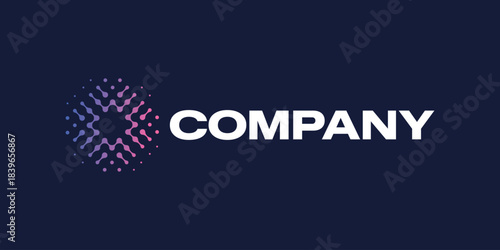 PrintDigital Network Logo Modern Electronic Technology Connection Dots Gradient Symbol Vector