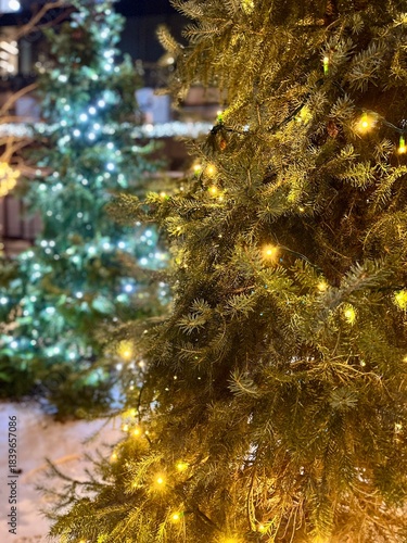christmas tree with golden lights