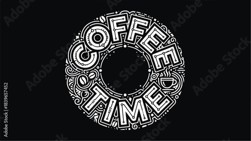 Coffee Time creative typography design with intricate details.