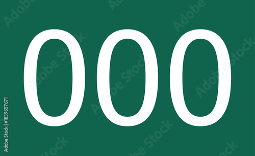 Green number 000 tile with bold typography, perfect for counters, coding visuals, data systems, and modern numeric graphics