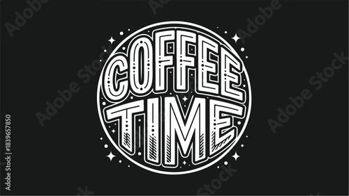 Coffee Time Hand Drawn Lettering Design.