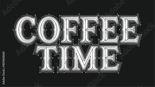 Coffee Time Neon Sign on Dark Background.