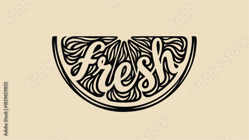 Fresh citrus fruit slice with hand-drawn typography.