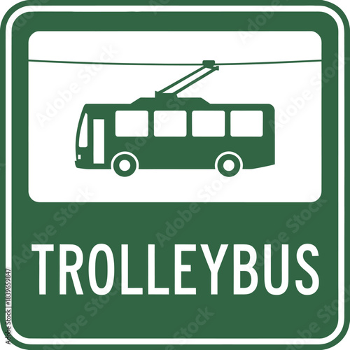 Trolleybus sign public transport symbol electric bus icon for city transportation and urban mobility