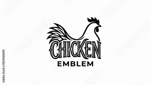 Chicken Emblem Logo Design for Restaurant or Farm.