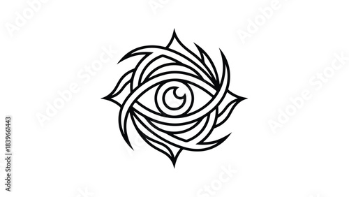 Stylized Eye Logo Design with Intricate Swirls and Geometric Shapes.