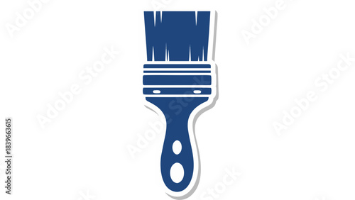 Blue Paintbrush Icon with White Outline on Black Background Represents Painting and Artistic Creation