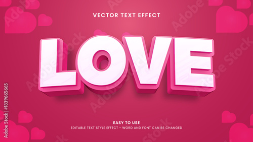 love editable text effect 3d vector