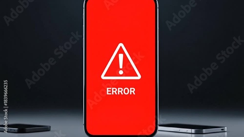 Digital Error: An illuminated smartphone screen displays a red error message. Indicating a technology or software glitch. Capture the digital realm's uncertainty.