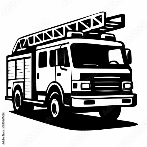 Classic Fire Truck Emergency Vehicle Illustration Graphic
