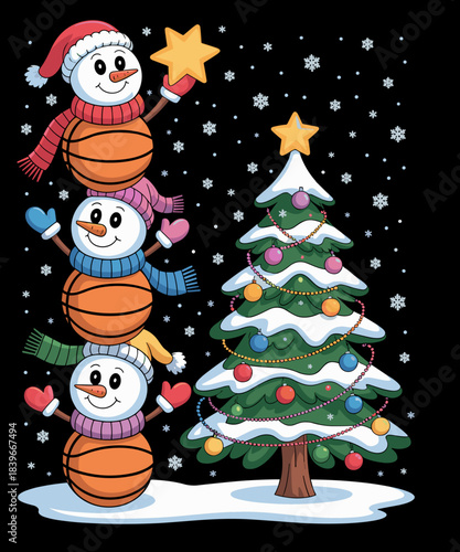 Fun Christmas Basketball Snowman Topper Tree Holiday Family