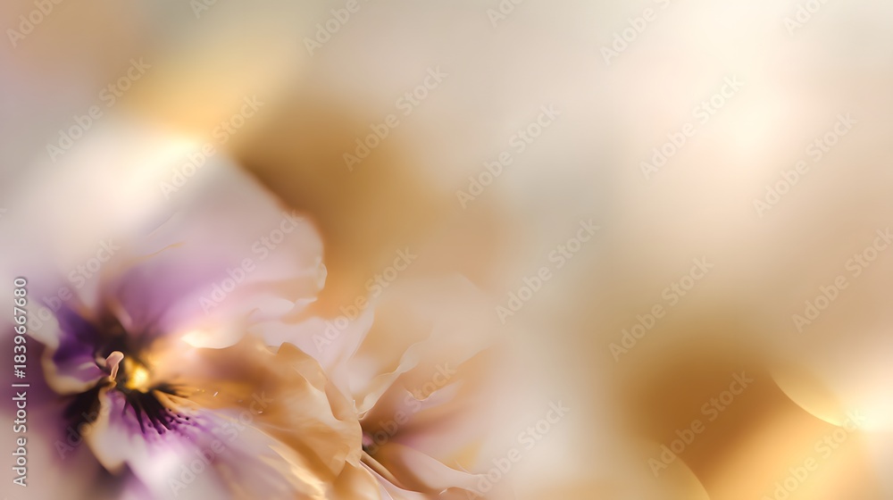 Fototapeta premium Violet flowers in soft color and blur style for background usage. Selective focus. Abstract blurred flower background. 