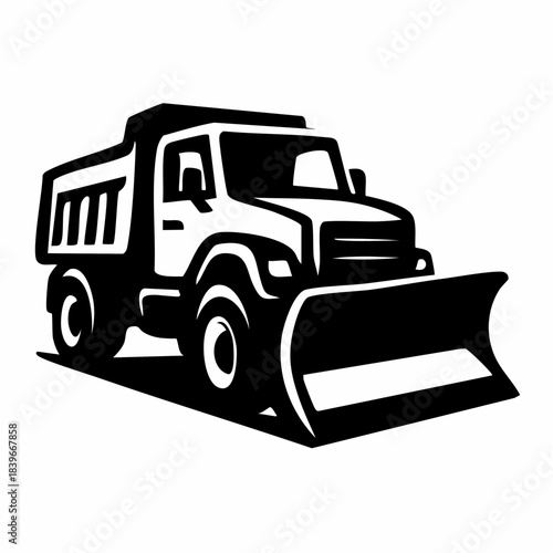 Snow Plow Dump Truck Vector Illustration Icon Logo
